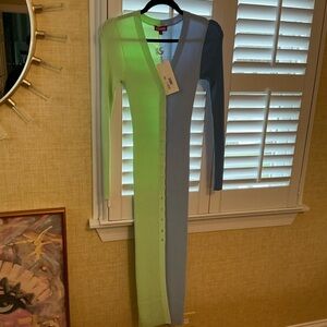 New STAUD Shoko Sweater Dress-Size Small Green and Blue